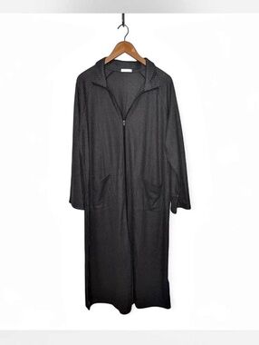 Ekouaer Long Lightweight Robe Jacket Gray & Black 2XL